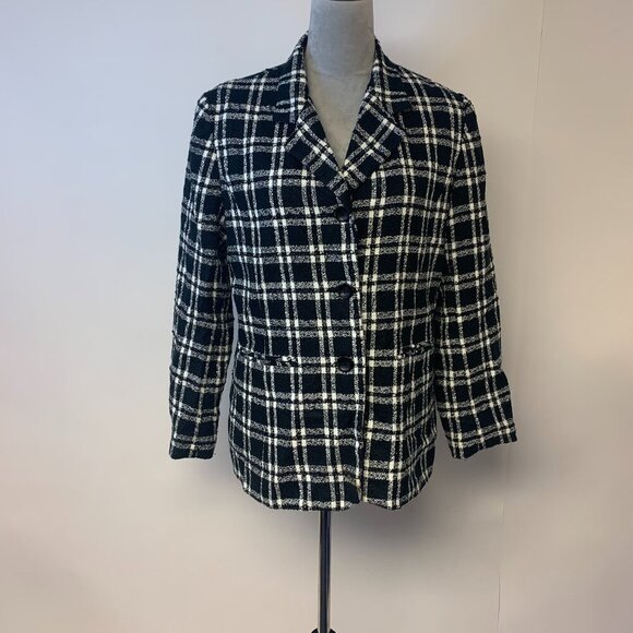 Norton McNaughton vintage blazer 12P black plaid Clueless metallic 90s preppy - Picture 1 of 11